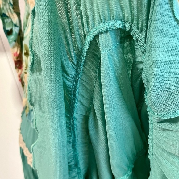 VINTAGE‎ Ladies XL Cottage BOHO Bell Sleeve Watercolor Floral Blouse w/ M Skirt - Picture 10 of 16